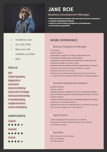 Pink Resume Resume Builder Design Outstanding Personalized Resumes For Free Fotor