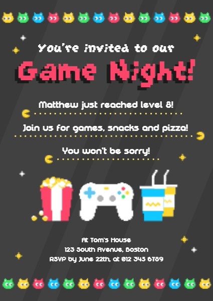 Online Cartoon Gaming Party Invitation Invitation Template Fotor Design Maker