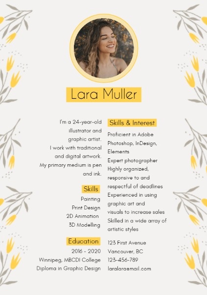 Floral Resume Template from pub-static.haozhaopian.net