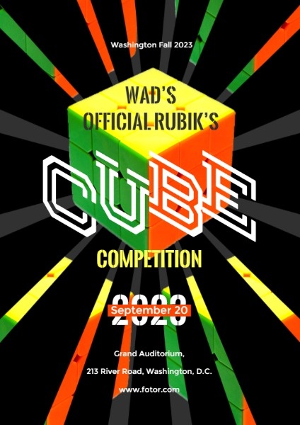 Online Rubik Cube Competition Flyer Template Fotor Design Maker