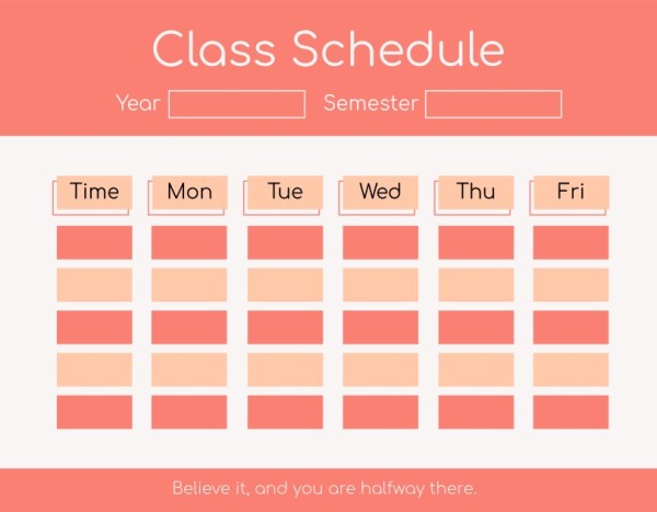 Class schedule