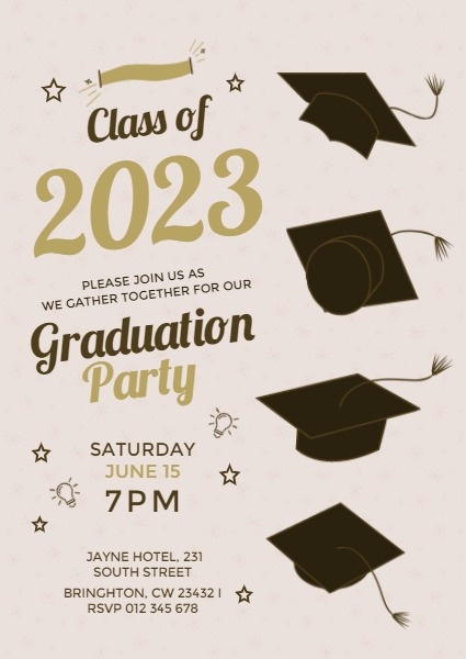 Online Vintage Golden Graduation Party Invitation Template Fotor Design Maker