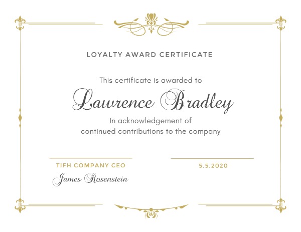 Line Loyalty Award Certificate Template