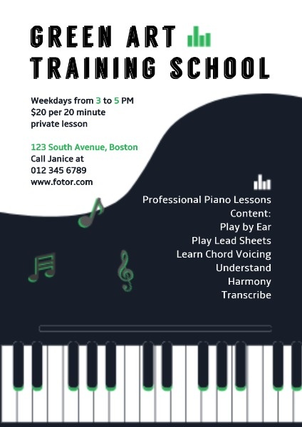 Online Piano Training Posters Poster Template | Fotor ...