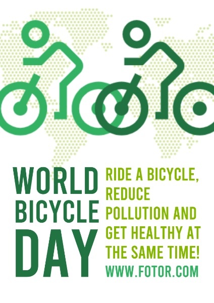 Online Green World Bicycle Day Poster Template Fotor Design Maker