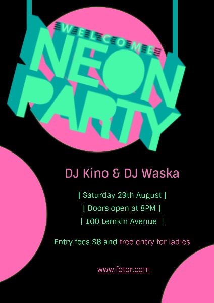 Online Neon Music Party Poster Template Fotor Design Maker