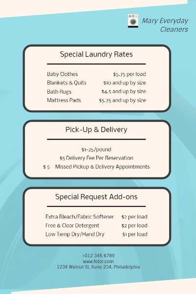 Online Laundry Service Price List Pinterest Post Template | Fotor