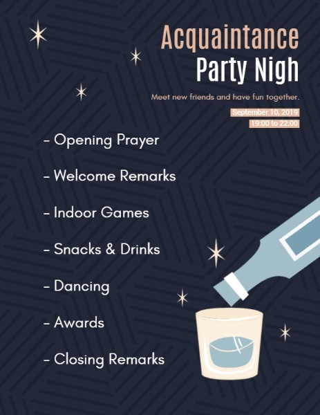 Online Acquaintance Party Night Program Template Fotor Design Maker