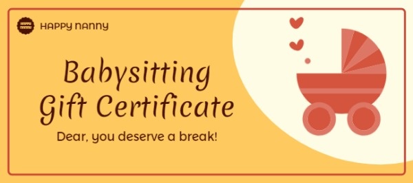 Online Babysitting Gift Certificate Template | Fotor ...