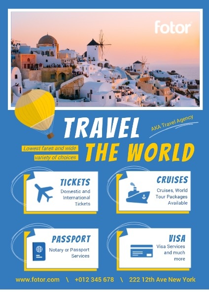 Online Travel Agency Advertisement Poster Template | Fotor ...