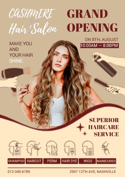 Online Hair Salon Grand Opening Poster Template  Fotor 