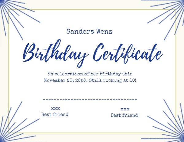 Online Blue Birthday Certificate Certificate Template Fotor Design Maker