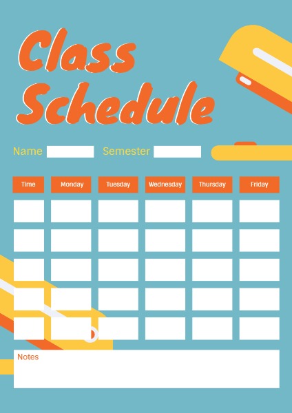 Online Class Schedule Planner Template