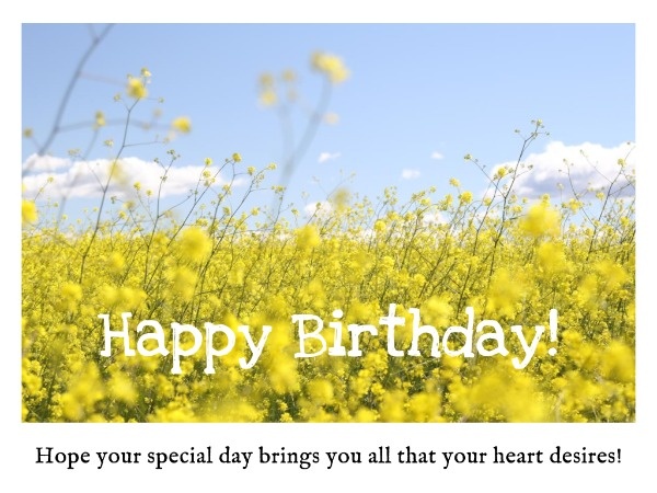 Online Yellow Sunflower Birthday Wishes Card Card Template Fotor