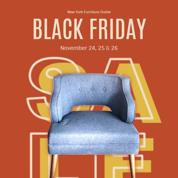 Online Orange Black Friday Furniture Super Sale Instagram Post