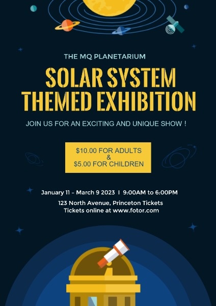 Online Solar System Exhibition Poster Template Fotor