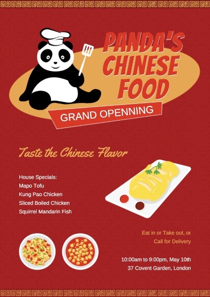 Online Panda Chinese Restaurant Poster Template Fotor Design Maker