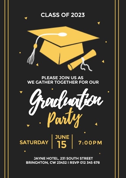 Online Black Graduation Party Invitation Template Fotor Design Maker