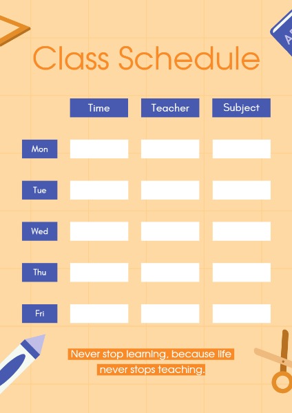 Class Schedule Planner Maker – Design Personal Schedule Online | Fotor